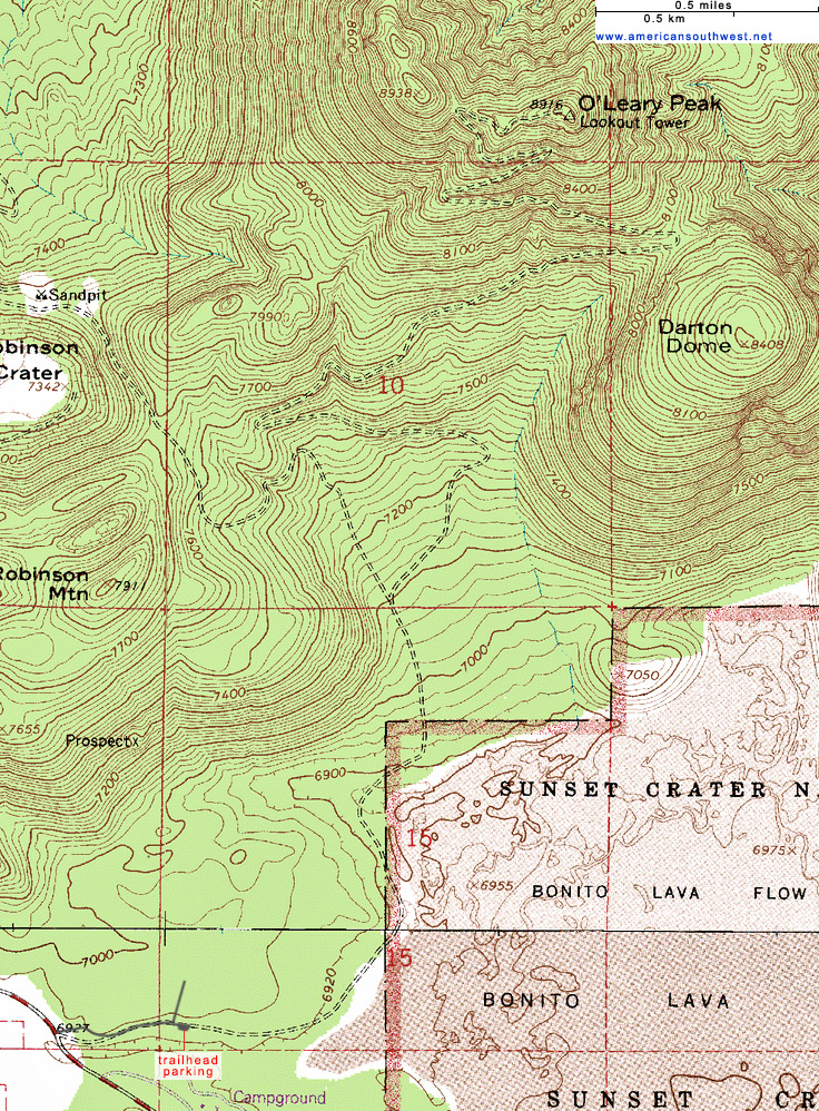 Map of the O'Leary Peak Trail