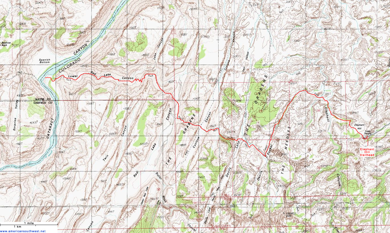 Map of Red Lake Canyon