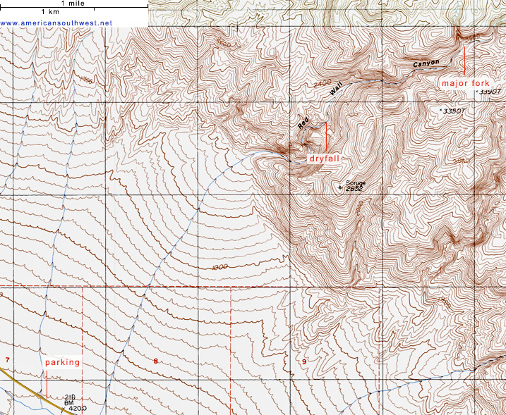 Topo map of Red Wall Canyon
