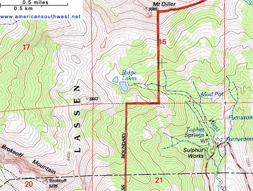 Topographic map of the Ridge Lakes Trail
