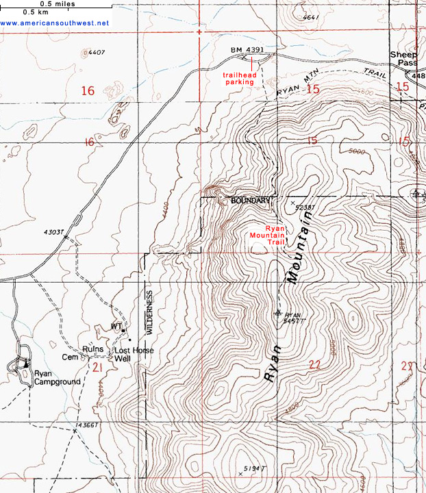 Map of the Ryan Mountain Trail