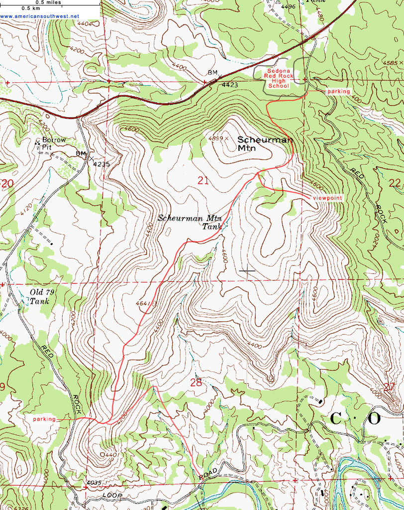 Map of the Schuerman Mountain Trail, Sedona