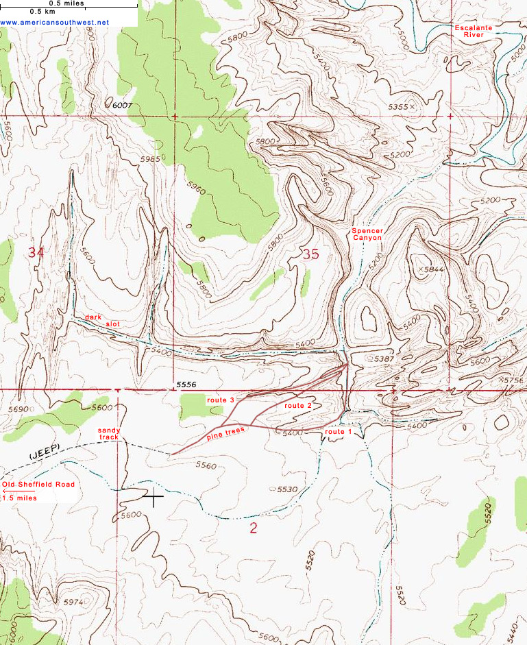 Topo Map of Spencer Canyon