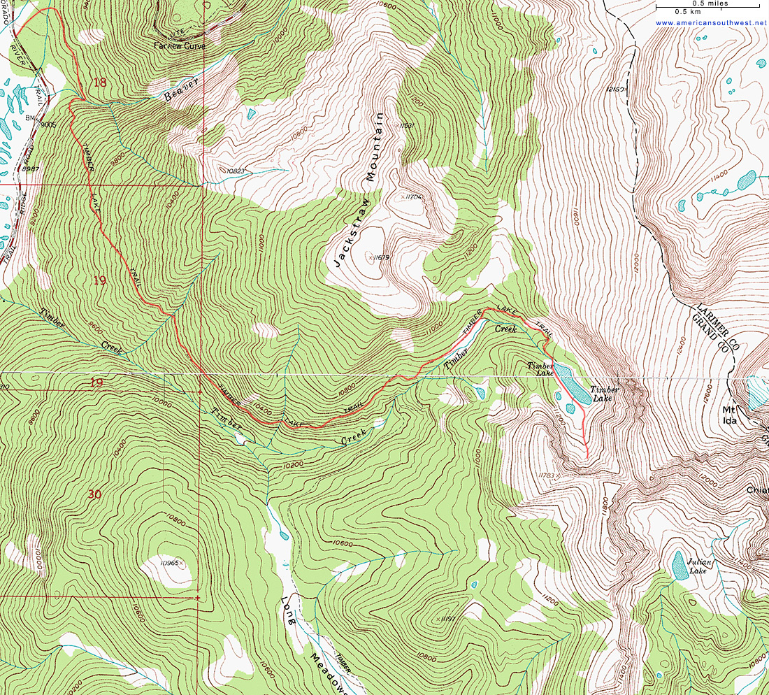 Topo Map of the Timber Lake Trail