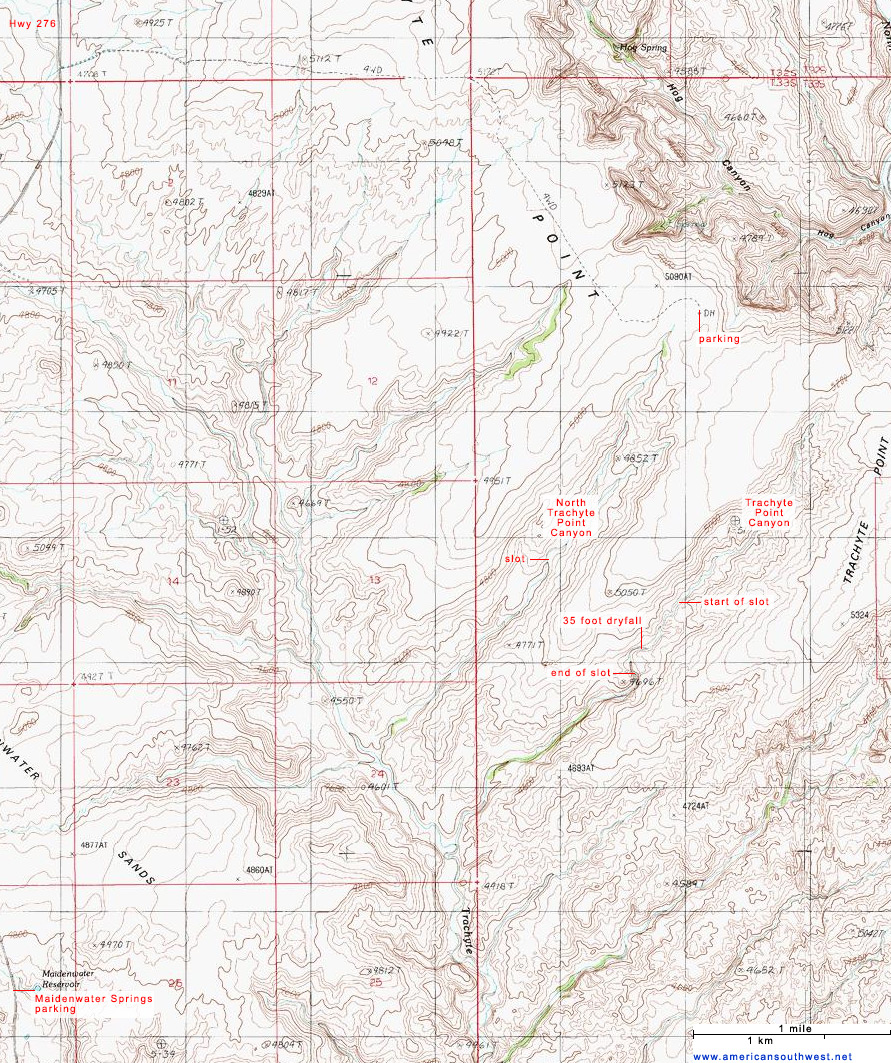 Topographic Map of Trachyte Point Canyon