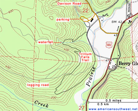 Map of the Trillium Falls Trail