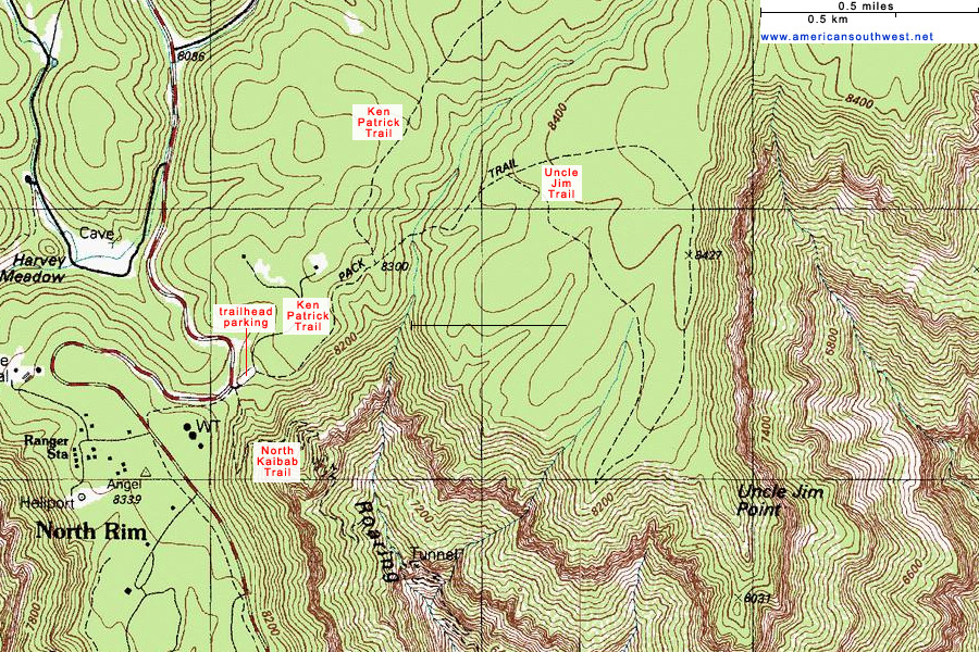 Map of the Uncle Jim Trail