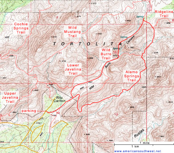 Topo map of Wild Burro Canyon