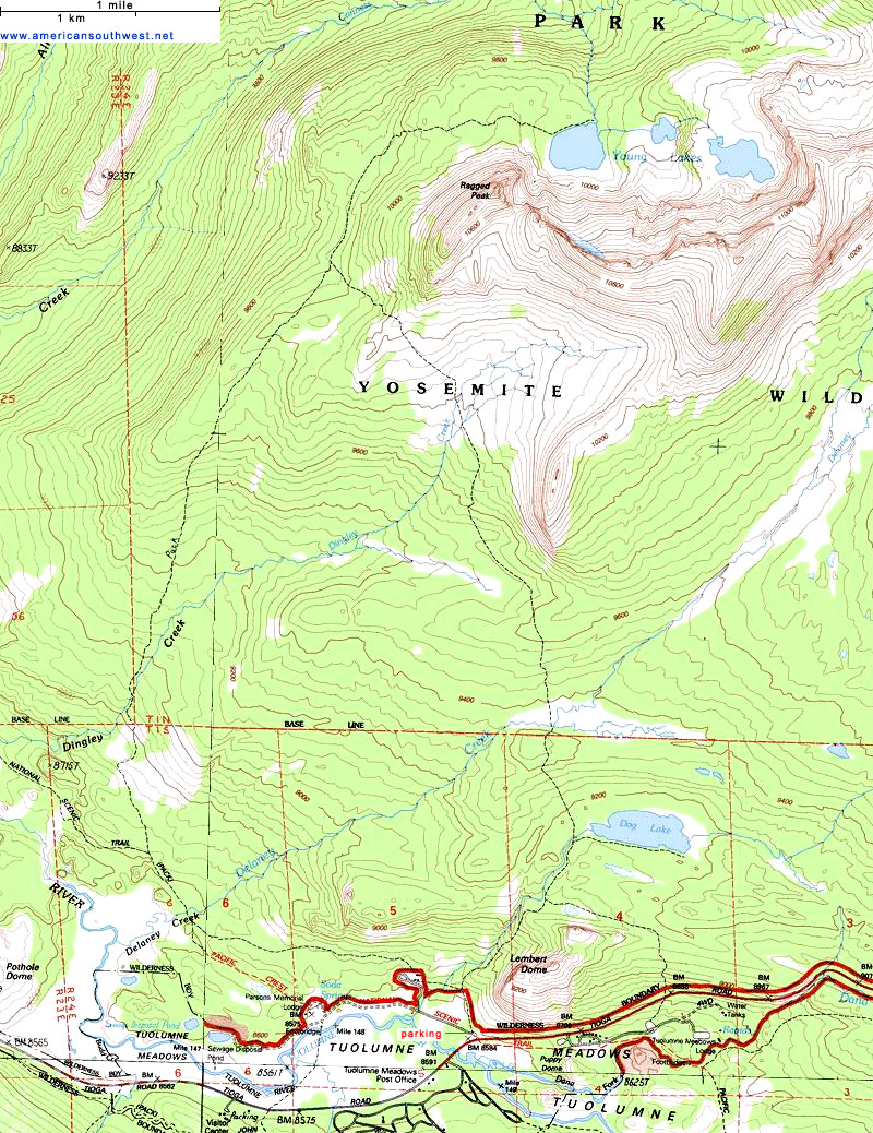 Map of the Young Lakes Trail