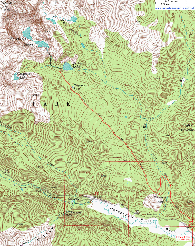 Topo Map of the Ypsilon Lake Trail