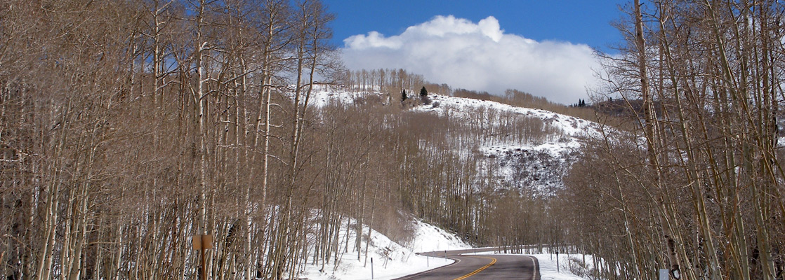 UT 12 across Boulder Mountain, after late spring snowfall