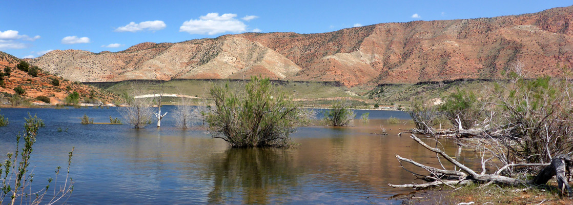 Shallow water on the west side of Gunlock Reservoir