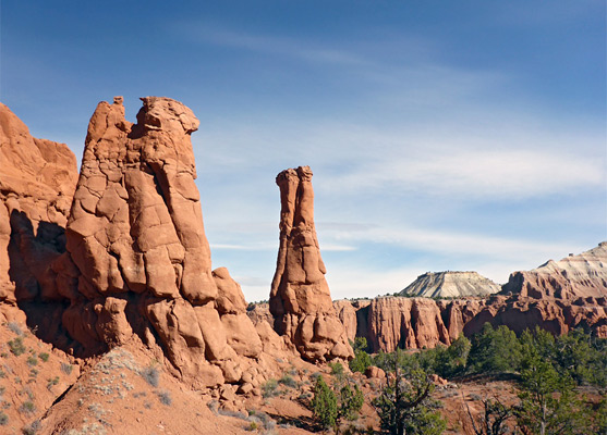 Red cliffs and pinnacles