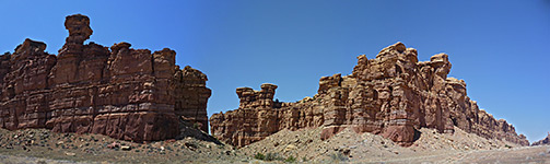 Cliffs and pinnacles on the west side of Cyclone Canyon