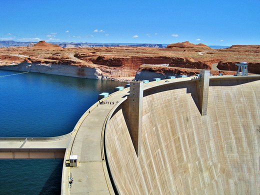 Glen Canyon Dam and the west end of Lake Powell