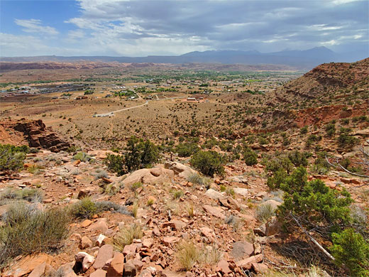 La Sal Mountains; view east near the top of the trail to the valley