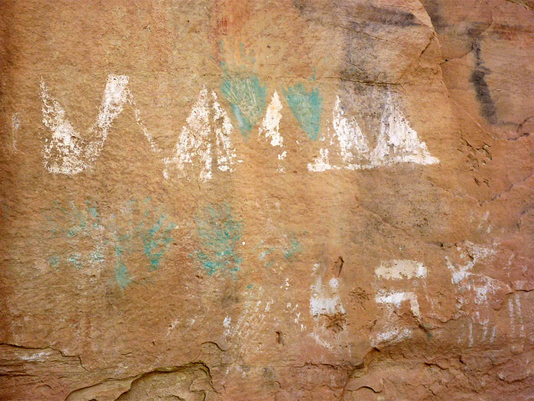 Green and white pictographs