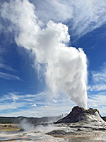 Steam and clouds above Castle Geyser