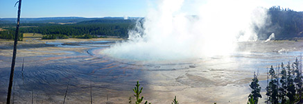 Panoramic view of Grand Prismatic Spring
