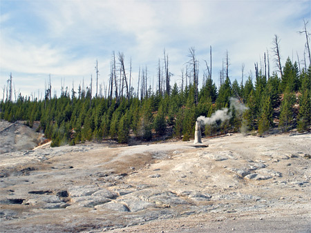 Smoking geyser cone