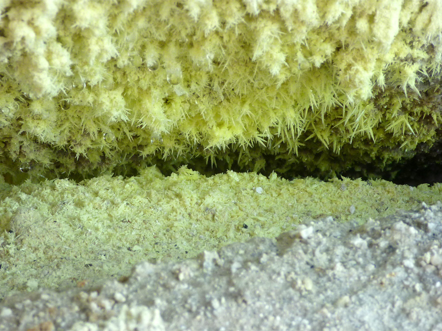 Sulphur crystals in a vent