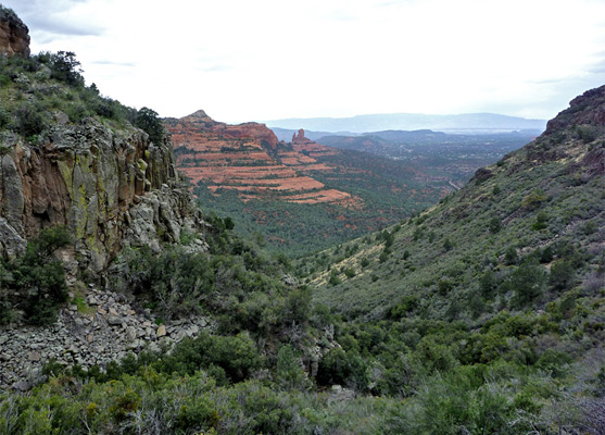 Distant red rocks