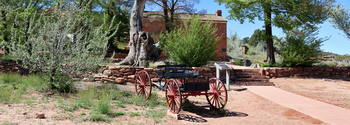 Old wagon outside the fort at Pipe Spring