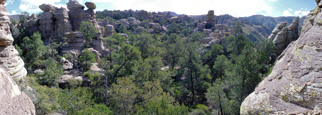 Jumbled terrain beyond the natural bridge to the east