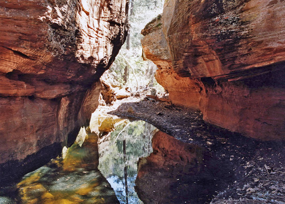 Pool and narrows in the middle of Secret Canyon