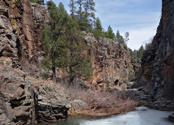 Vertical basalt cliffs