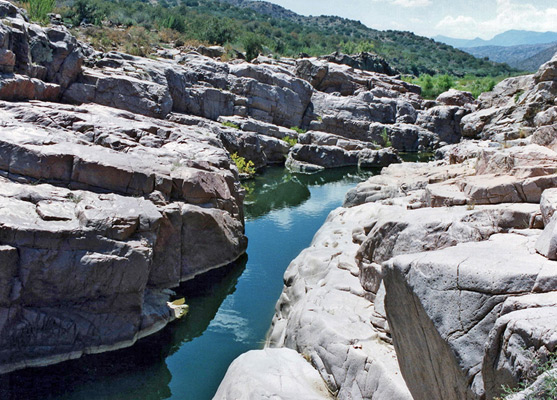 Deep channel near the lower end of the Tonto Creek canyon