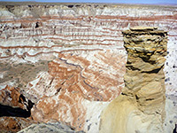 Badlands and a yellow pinnacle