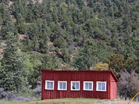 Red cabin near the lodge