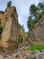 Cliff-lined corridor