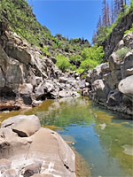 Rocks around a pool