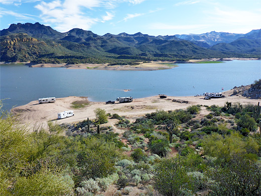 RVs by the lake, near Bartlett Flats