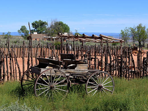 Wagon in a patch of wildflowers