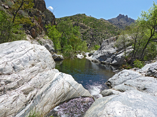 Narrow channel along Sabino Creek, leading to a deep pool