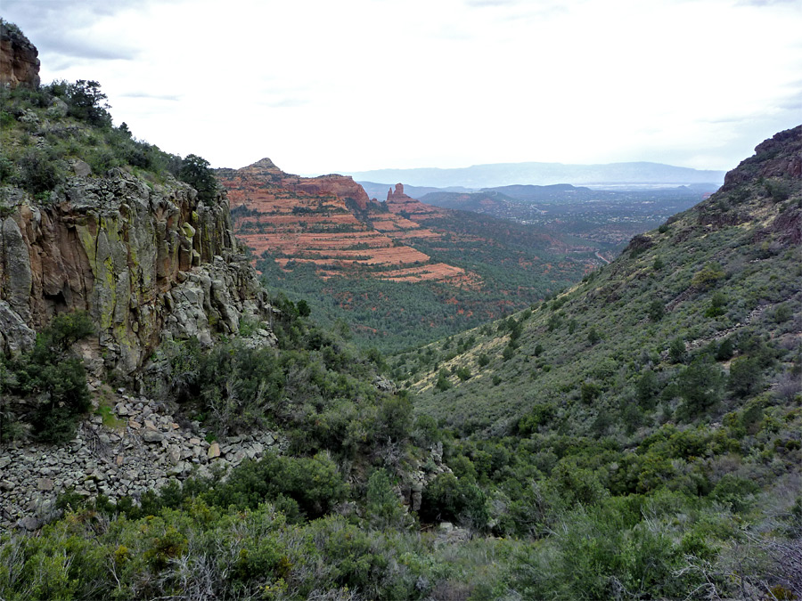 Distant red rocks