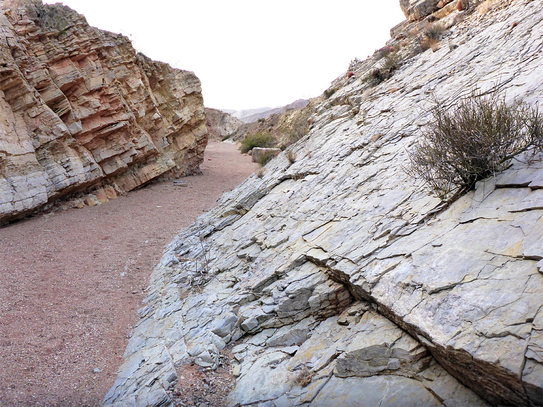 Inclined rock face