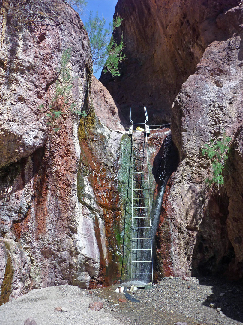 Ladder and waterfall