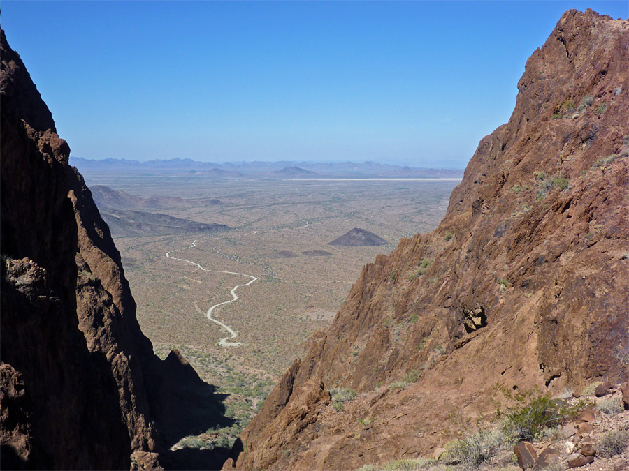 V-shaped ravine