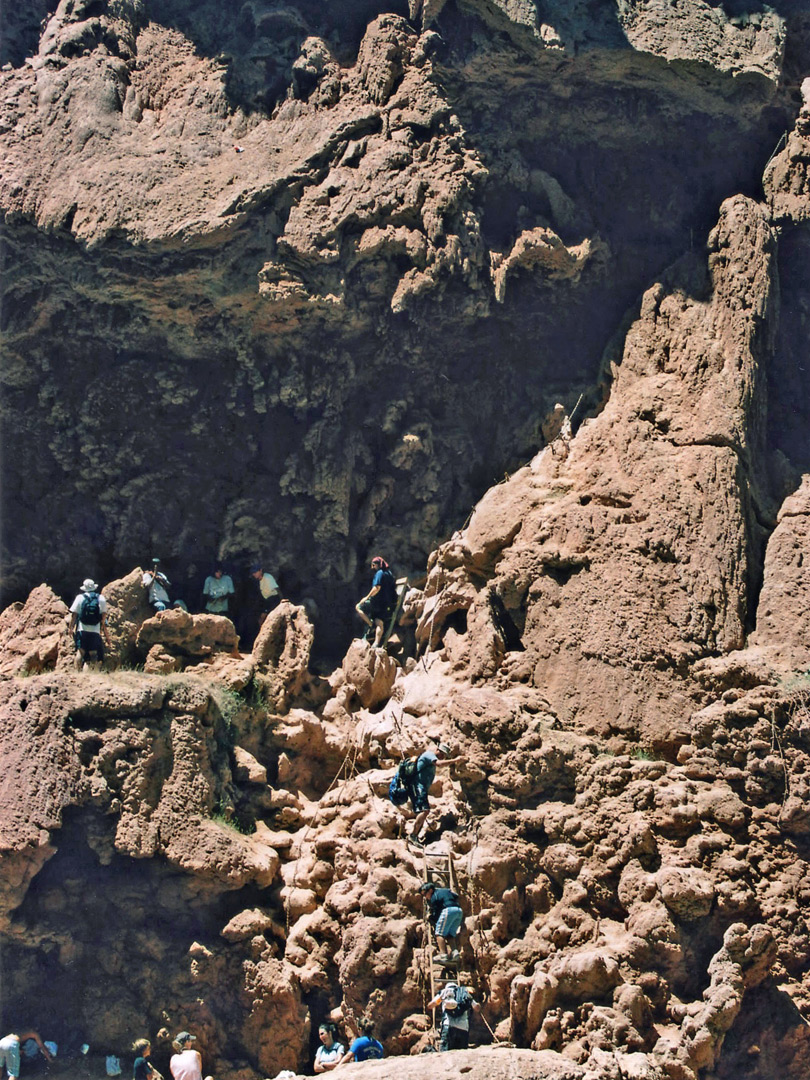 Ladders down to Mooney Falls