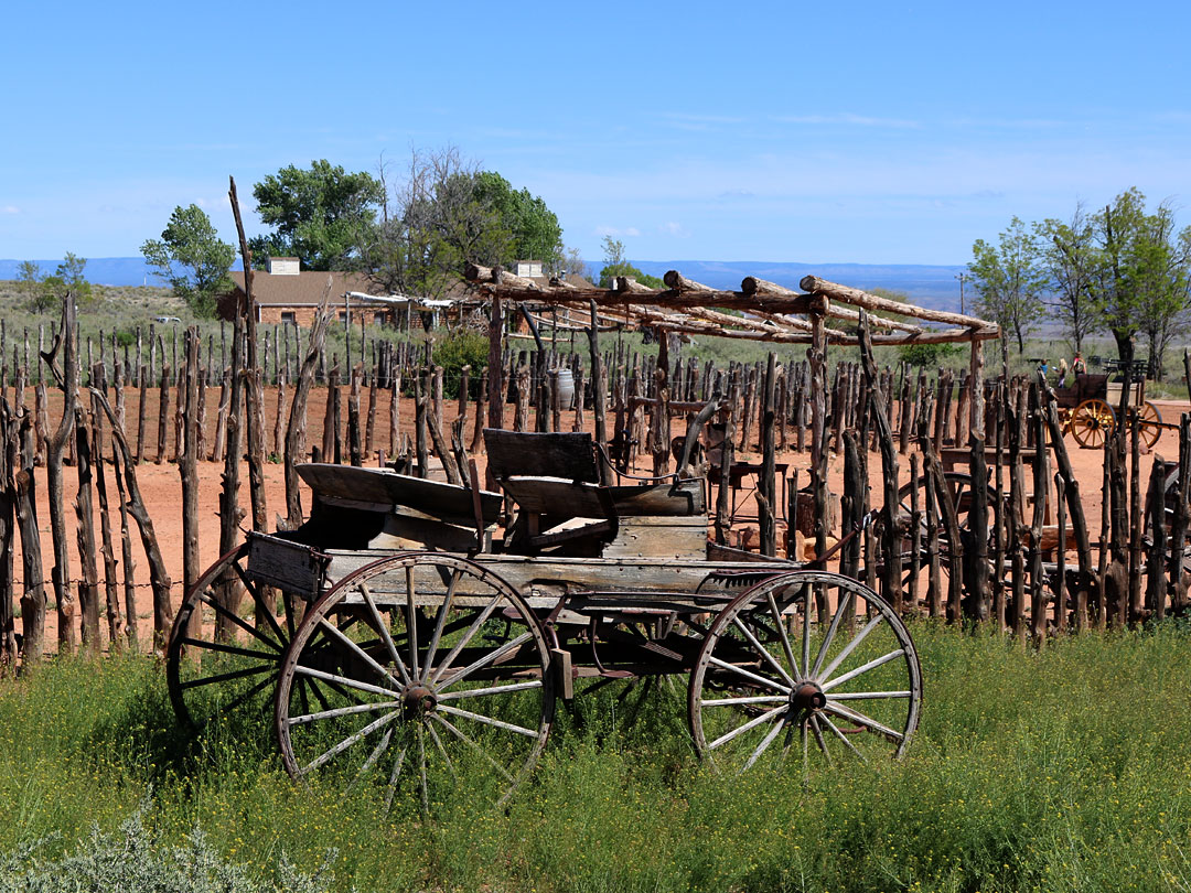 Wagon and fence