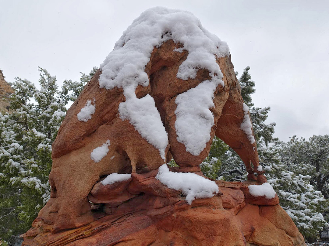 Snow on sandstone