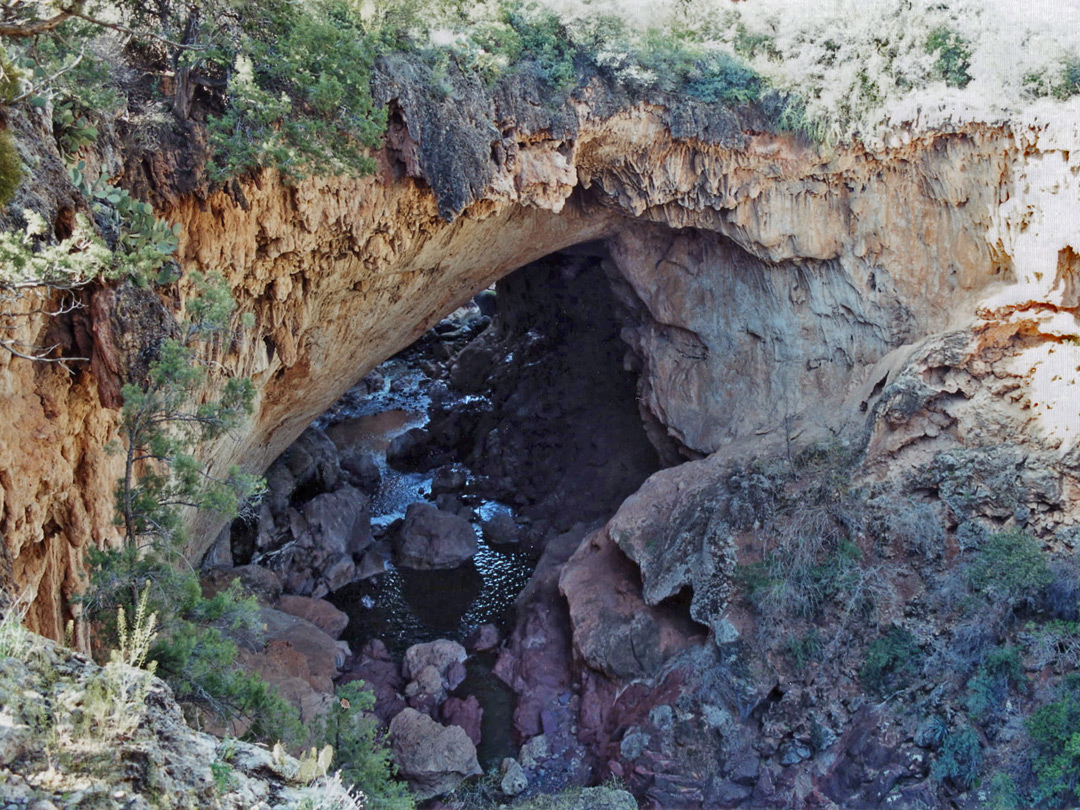 Above the bridge