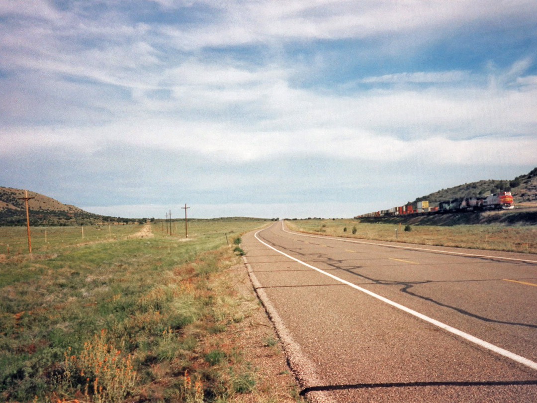 Train beside Route 66