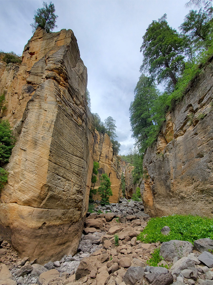 Cliff-lined corridor