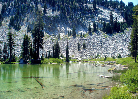 Clear, shallow water at the edge of Cliff Lake