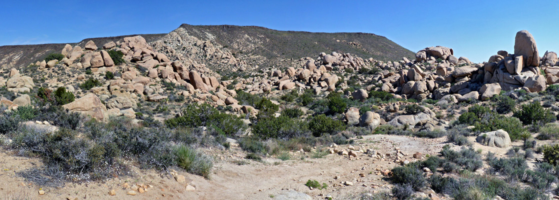 Many boulders, in the shallow valley between Flat Top and Black Lava Butte